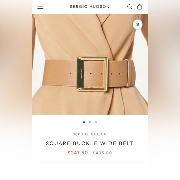 Sergio Hudson Square Buckle Wide Leather Belt size 12